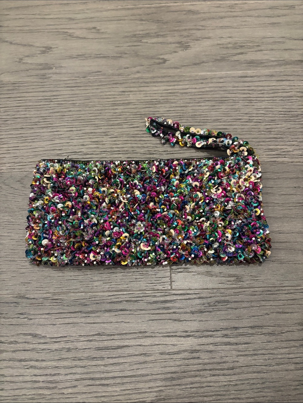 Sequined Multicolor Wristlet Clutch